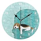 MIKA 幸せソファ ビーグル犬-かわいい 壁掛け時計 掛け時計 音がしない おしゃれ ウォールクロック クロック25cm 壁飾り 電池 静音 静か PVC