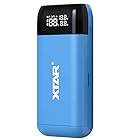 XTAR PB2SL 18650急速充電器 最大2AX2 USB充電器 Li-ion充電池専用 QC3.0＋PD3.0 3.6V 3.7V 18650/18700/20700/21700 Type-C入力 Type-C/USB-A出力(Blue)