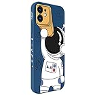 スマホケース iPhone11/12 宇宙飛行士 液体シリコーンiphone7/8/xr/se ケース 携帯ケース 耐衝撃 すり傷防止 ワイヤレス充電対応 （iPhone12 青）