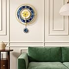 MEISD リビングルームの装飾用壁時計、17.7インチ 大きな装飾壁時計 電池式 振り子付き 寝室 キッチン オフィス 自宅用、大きな金属壁時計、サイレント壁時計、カチカチカチしない