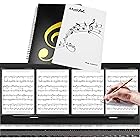 楽譜2冊セット:楽譜6枚を収納できる4ページ展開の白い楽譜ファイルと、40ページ収納できる黒いリング状の楽譜ファイル