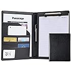 Panavage バインダー A4 クリップボード PU クリップ ファイル 二つ折り 多機能 ペンホルダー ポケット付き 名刺入れ メモ帳付き (黒)