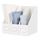 JiaWei ファイルボックス(3個組), ファイル 整理 ボックス 10.5 x 25.5 x 31cm, ボックスファイルA4 紙, 白 ファイルスタンド, 収納ボックス 小物入れ