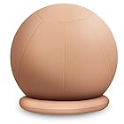 Enovi ProBalanceΩボールチェア-居心地の良いスリップカバーとオフィスとホームデスク用の安定性ベースを備えたエクササイズヨガボールチェア、腰痛を和らげるボールシート、姿勢とコア強度の向上、65cm、WB