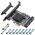 BEYIMEI PCIe SATAカード8ポート、8 SATAケーブル、パワースプリッターケーブルおよびロープロファイルブラケット、SATA 3.0コントローラー拡張カード、PCI-E X1 3.0 Gen3（6Gbps）コントローラーカード（A
