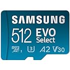 SAMSUNG EVO Select + アダプター 512GB microSDXC 130MB/s フルHD & 4K UHD UHS-I U3 A2 V30 (MB-ME512KA/AM)