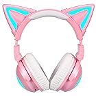 NEW LED付き ネコ耳ヘッドフォン 7色 自由変換 無線 Bluetooth5.0 Wireless Cat Ear Headphones (Color Changing) (Pink)