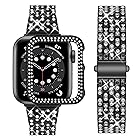 [wutwuk] Apple Watch ブレスレット 44mm レディース グリッター Apple Watch SE ブレスレット 44mm ダイヤモンド ラインストーン ハード PC 保護フレーム 超薄型保護ケース iWatch SE 6 5