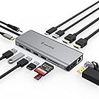 WAVLINK 13-in-1 USB Type-C ミニドッキングステーション HDMIアダプター - 4K出力3840 x 2160@30Hz 多機能 USB 3.0変換アダプター3×USB3.0/1×USB2.0/ LANポートRJ45（1