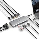 WAVLINK USB Type-C 12-in1 ミニドッキングステーション HDMIアダプター 4K出力3840 x 2160@30Hz 多機能 USB 3.0変換アダプター - 2×USB3.0/2×USB2.0/ LANポートRJ45（1