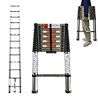 DayPlus 伸縮はしご ステンレス製 3.8ｍ 折り畳み伸縮梯子 持ち運びやすい軽量 多機能 耐荷重150 kg 自動ロック 安全ロック スライド式 ステンレス鋼のはしご 室内室外両用 日本語説明書