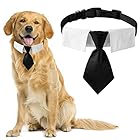 HACRAHO 犬のネクタイ, 1パック ブラック 犬の結婚式のタキシードネクタイ 中型および大型犬用の調節可能なバックル付きコットンドッグネックネクタイ, L