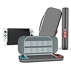 Uniraku Nintendo Switch(有機ELモデル)専用収納ポーチ とNintendo Switch(有機ELモデル)専用保護フィルム　セット　Nintendo Switch本体入れ　ゲームカード10枚　ケーブル　イヤホンなどのアクセ