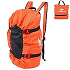 クライミングロープバッグ、オックスフォードクロス防水折りたたみ式パック可能大容量キャンプバックパック丈夫なハードウェアロッククライミングキャンプハイキング用の軽量屋外バックパック(オレンジ)