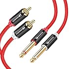 ANNNWZZD RCA 変換 6.3mm RCA ケーブル 金メッキ, ナイロン編組2x RCAオス 2x 6.35mmモノオスホームシアターシステム、コンピュータサウンド、録音機器 3M