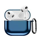 NN.ORANIE AirPods 3 ケース AirPods 第3世代 ケース 保護カバー TPU素材 軽量 メッキ仕上げ おしゃれ 耐衝撃 落下防止 ワイヤレス充電対応 前のLEDライトが見える エアーポッズ第3世代 ケース カラビナ付き 携