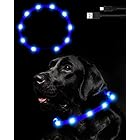Nayouko 犬光る首輪 犬 首輪 光る LED光る首輪 ライト 夜間 USB充電式 軽量 小型犬 中型犬 大型犬 ペット用品 視認距離400mで夜間も安心 サイズ調節可能 (ブルー)