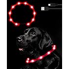 Nayouko 犬光る首輪 犬 首輪 光る LED光る首輪 ライト 夜間 USB充電式 軽量 小型犬 中型犬 大型犬 ペット用品 視認距離400mで夜間も安心 サイズ調節可能 (レッド)