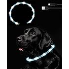 Nayouko 犬光る首輪 犬 首輪 光る LED光る首輪 ライト 夜間 USB充電式 軽量 小型犬 中型犬 大型犬 ペット用品 視認距離400mで夜間も安心 サイズ調節可能 (ホワイト)