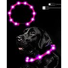 Nayouko 犬光る首輪 犬 首輪 光る LED光る首輪 ライト 夜間 USB充電式 軽量 小型犬 中型犬 大型犬 ペット用品 視認距離400mで夜間も安心 サイズ調節可能 (ピンク)