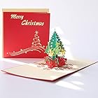 クリスマス カード BRONC クリスマスの木 ポップアップカード クリスマスカード 封筒付き メッセージカード ポップアップカード 3D おしゃれ お祝いカード（クリスマスの木 ）
