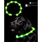 Nayouko 犬光る首輪 犬 首輪 光る LED光る首輪 ライト 夜間 USB充電式 軽量 小型犬 中型犬 大型犬 ペット用品 視認距離400mで夜間も安心 サイズ調節可能 (グリーン)