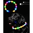 Nayouko 光る首輪 犬 首輪 光る LED光る首輪 ライト 夜間 USB充電式 軽量 小型犬 中型犬 大型犬 ペット用品 視認距離400mで夜間も安心 サイズ調節可能 (レインボー)