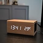 WOOD SHOW bluetooth5.0 スピーカー時計 おしゃれ ワイヤレススピーカー 多機能時計 温度計付き 目覚まし時計 アラーム時計 Qi国際規格 電波法認証取得済み USB給電 (おしゃれウッド)