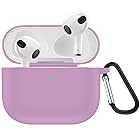 AirPods3 用 ケース (2021発売) AirPods 第3世代 ケース カバー。 充電式フルプロテクション 耐落下性 耐擦傷 耐衝撃 防水 前面のLEDが隠れない(パープル)