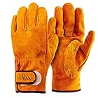 [LATOO] 耐熱手袋 キャンプグローブ 耐熱グローブ レザー アウトドア用 作業革手袋(縦約24.5cm×横約12cm）