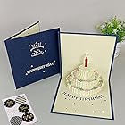 グリーティングカード バースデーカード 誕生日カード 立体 3Dケーキ 封筒付き 誕生日 メッセージカード ポップアップカード 手作りギフト 両親 恋人 先生 子供 友達 (ブルー)