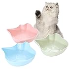 Umi(ウミ) 猫 食器 猫 フードボウル 猫 餌入れ 猫 えさ 皿 猫 ごはん皿 犬 えさいれ ペットボウル 15度の傾斜 頸椎を保護する かわいい 皿 倒れない 給水器 給餌 水やり 水飲み 猫 皿 食べやすい (３点セット)