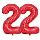 Vthoviwa 約100cm バルーンアルミ22 ヘリウム風船 数字バルーン22赤 誕生日 カーニバル 飾り付け記念日パーティー装飾赤22 男女兼用 40インチ 大きい
