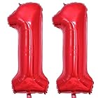 Vthoviwa 約100cm バルーンアルミ11 ヘリウム風船 数字バルーン11赤 誕生日 カーニバル 飾り付け記念日パーティー装飾赤11 男女兼用 40インチ 大きい