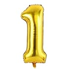 Vthoviwa 約100cm バルーンアルミ1 ヘリウム風船 数字バルーン1ゴールド 誕生日 カーニバル 飾り付け記念日パーティー装飾ゴールド1 男女兼用 40インチ 大きい