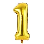 Vthoviwa 40インチ バルーンアルミ1 ヘリウム風船 数字バルーン1ゴールド 0123456789,10-19,20-29,30,40,50,60,70,80,90,100 誕生日 カーニバル 飾り付け記念日パーティー装飾ゴールド1 男女