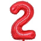 Vthoviwa 40インチ バルーンアルミ2 ヘリウム風船 数字バルーン2赤 0123456789,10-19,20-29,30,40,50,60,70,80,90,100 誕生日 カーニバル 飾り付け記念日パーティー装飾赤2 男女兼用 大きい