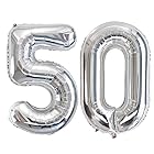 Vthoviwa 約100cm バルーンアルミ50 ヘリウム風船 数字バルーン50銀 誕生日 カーニバル 飾り付け記念日パーティー装飾銀50 男女兼用 40インチ 大きい