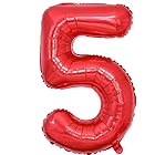Vthoviwa 40インチ バルーンアルミ5 ヘリウム風船 数字バルーン5赤 0123456789,10-19,20-29,30,40,50,60,70,80,90,100 誕生日 カーニバル 飾り付け記念日パーティー装飾赤5 男女兼用 大きい