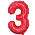 Vthoviwa 40インチ バルーンアルミ3 ヘリウム風船 数字バルーン3赤 0123456789,10-19,20-29,30,40,50,60,70,80,90,100 誕生日 カーニバル 飾り付け記念日パーティー装飾赤3 男女兼用 大きい