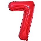Vthoviwa 約100cm バルーンアルミ7 ヘリウム風船 数字バルーン7赤 誕生日 カーニバル 飾り付け記念日パーティー装飾赤7 男女兼用 40インチ 大きい