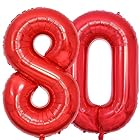 Vthoviwa 約100cm バルーンアルミ80 ヘリウム風船 数字バルーン80赤 誕生日 カーニバル 飾り付け記念日パーティー装飾赤80 男女兼用 40インチ 大きい