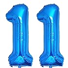Vthoviwa 約100cm バルーンアルミ11 ヘリウム風船 数字バルーン11青い 誕生日 カーニバル 飾り付け記念日パーティー装飾青い11 男女兼用 40インチ 大きい