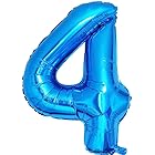 Vthoviwa 40インチ バルーンアルミ4 ヘリウム風船 数字バルーン4青い 0123456789,10-19,20-29,30,40,50,60,70,80,90,100 誕生日 カーニバル 飾り付け記念日パーティー装飾青い4 男女兼用 大