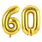 Vthoviwa 約100cm バルーンアルミ60 ヘリウム風船 数字バルーン60ゴールド 誕生日 カーニバル 飾り付け記念日パーティー装飾ゴールド60 男女兼用 40インチ 大きい