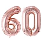 Vthoviwa 約100cm バルーンアルミ60 ヘリウム風船 数字バルーン60ローズゴールド 誕生日 カーニバル 飾り付け記念日パーティー装飾ローズゴールド60 男女兼用 40インチ 大きい