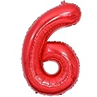 Vthoviwa 約100cm バルーンアルミ6 ヘリウム風船 数字バルーン6赤 誕生日 カーニバル 飾り付け記念日パーティー装飾赤6 男女兼用 40インチ 大きい