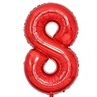 Vthoviwa 40インチ バルーンアルミ8 ヘリウム風船 数字バルーン8赤 0123456789,10-19,20-29,30,40,50,60,70,80,90,100 誕生日 カーニバル 飾り付け記念日パーティー装飾赤8 男女兼用 大きい