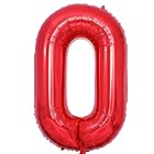 Vthoviwa 約100cm バルーンアルミ0 ヘリウム風船 数字バルーン0赤 誕生日 カーニバル 飾り付け記念日パーティー装飾赤0 男女兼用 40インチ 大きい