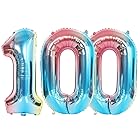 Vthoviwa 約100cm バルーンアルミ100 ヘリウム風船 数字バルーン100花青い 誕生日 カーニバル 飾り付け記念日パーティー装飾花青い100 男女兼用 40インチ 大きい